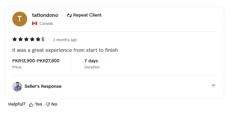 Fiverr Feedback Screenshot